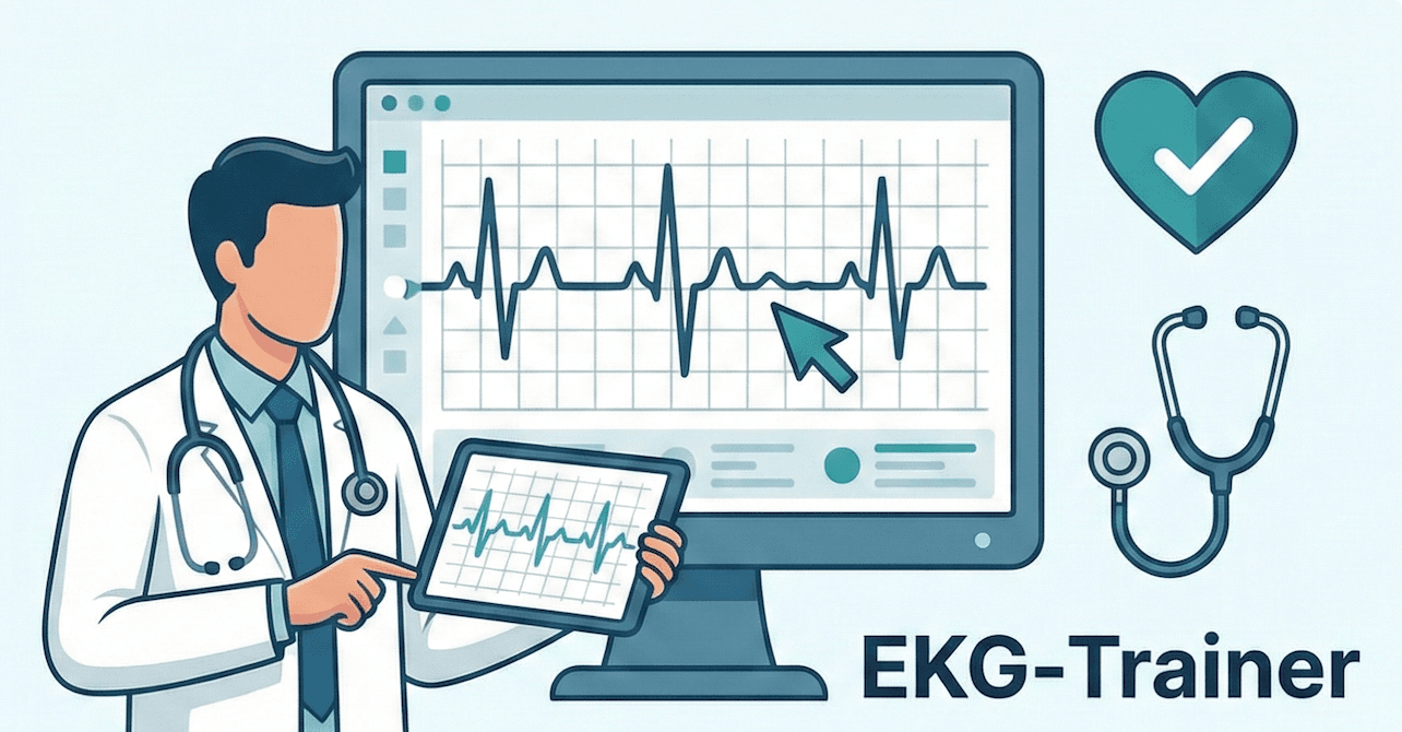 EKG-Analyse auf einem Tablet mit hervorgehobenen Kurven