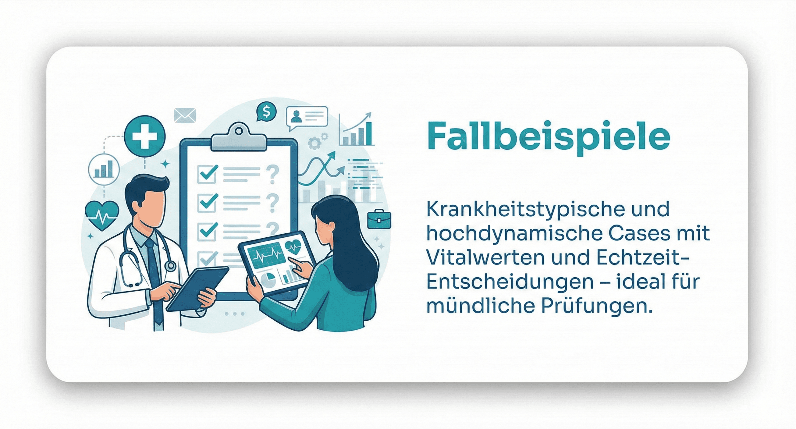 Studierende übt klinische Falldiskussion mit Tablet